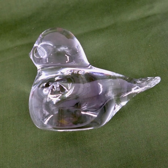 Art Glass Bird Figurine Hand Blown Clear Mid Century Modern 4.5” x 2" MCM 10 oz - Picture 11 of 16